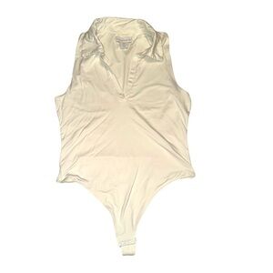 House of Harlow 1960 Women’s Contour All Day Thong Collared Bodysuit Ivory Small